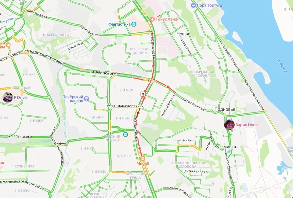 Пробка образовалась на Казанском шоссе из-за ДТП с грузовиком. Фото: Яндекс. Карты