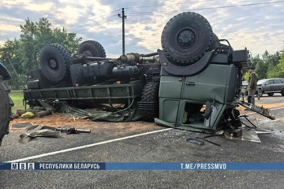 Военный автомобиль попал в смертельное ДТП на трассе в Белоруссии. Фото: МВД Белоруссии