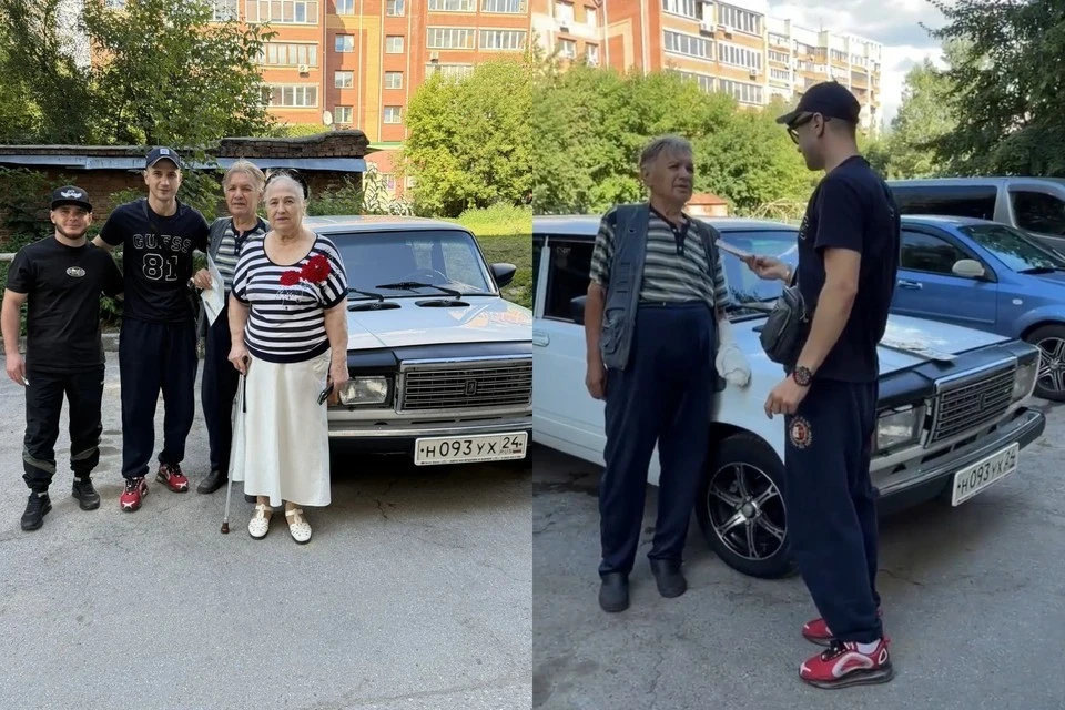 Блогеры Максим Лаврентьев и Игорь Кузнецов подарили машину пенсионеру. Фото: предоставлено Максимом Лаврентьевым