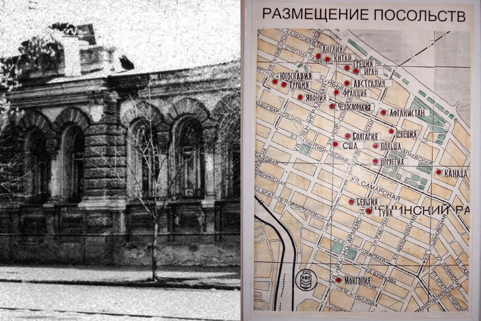 Карта расположения иностранных посольств в Куйбышеве в 1941-1943 годах. Фото:историясамары.рф