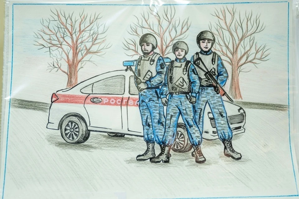 В ДНР ко Дню вневедомственной охраны дети росгвардейцев нарисовали защитников. Фото: Росгвардия ДНР