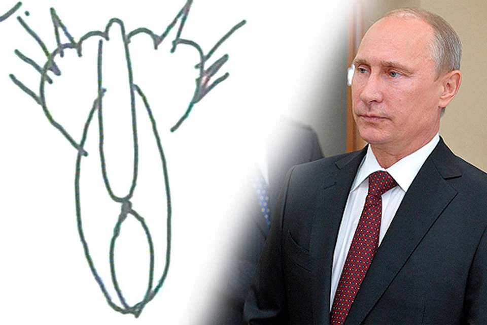 Во время посещения президентом Путиным новенькой Школы №7 в Кургане, глава государство лично протестировал интерактивную доску. Свой рисунок Владимир Владимирович обозначил как "Кошка. Вид сзади."