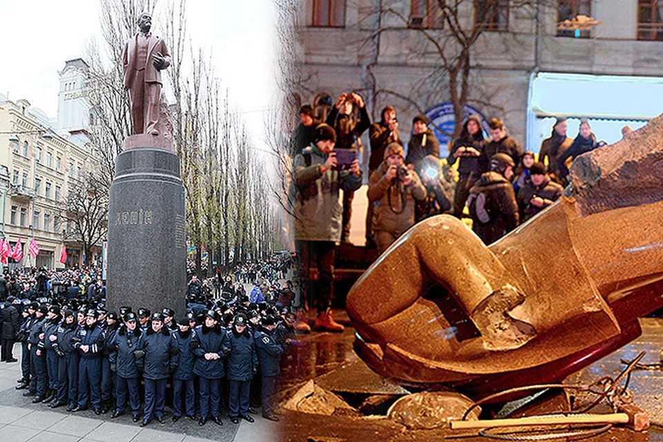 Главным итогом самого массового митинга в новейшей истории Украины стала блокада правительственных учреждений и... снос памятника Ульянову-Ленину!