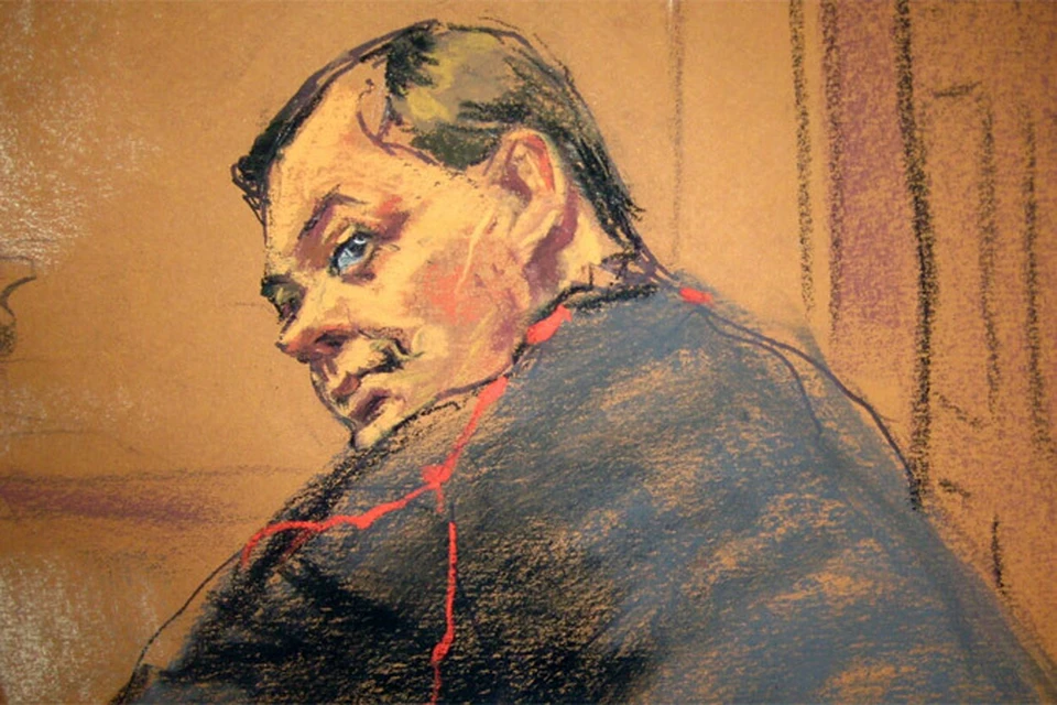 Евгений Буряков на заседании суда в Нью-Йорке. Рисунок судебного художника.