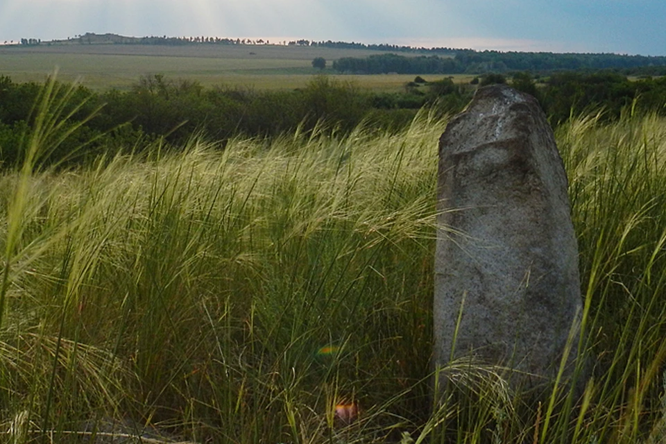 Менгир в поле у реки Уй. Фото - Николай Субботин