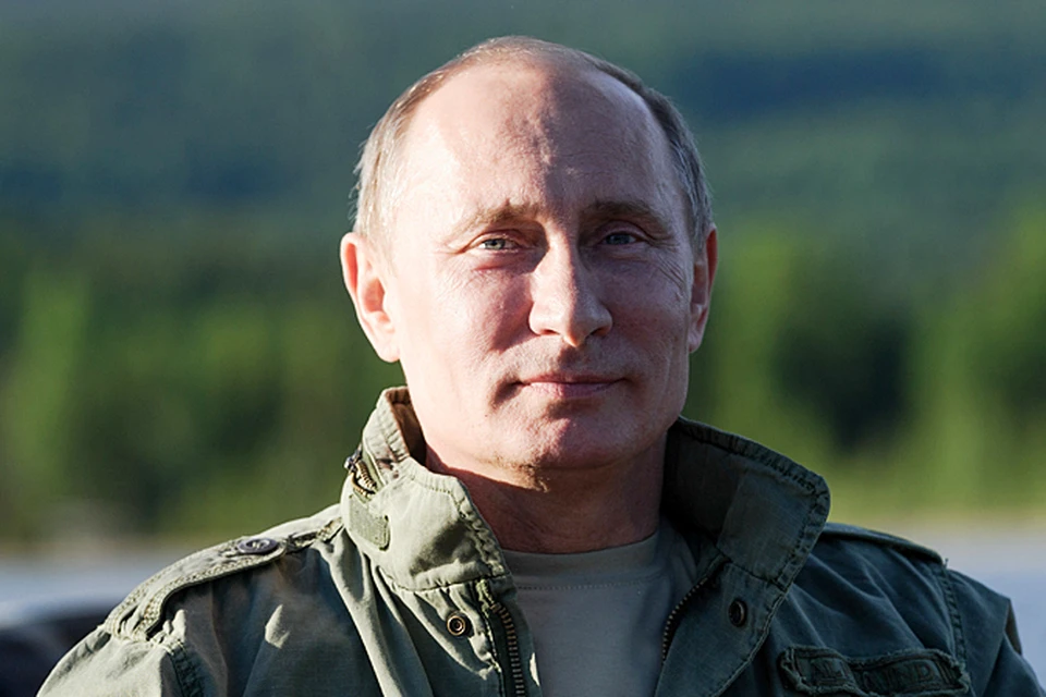 Президент России Владимир Путин во время рыбалки в Республике Тыва.
