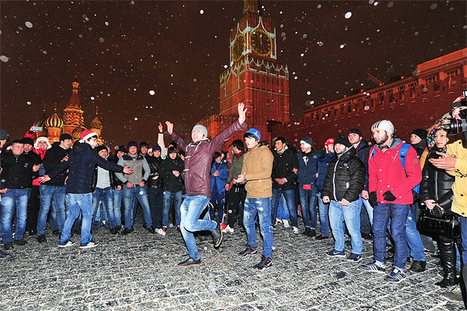 Празднование Нового года на Красной площади 31 декабря 2014 года.