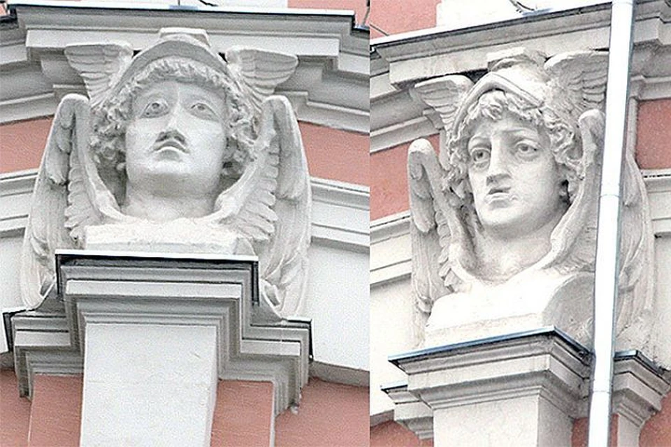 Лики Меркурия на Торговом доме Кузнецова в Москве восстановили кое-как, один хуже другого