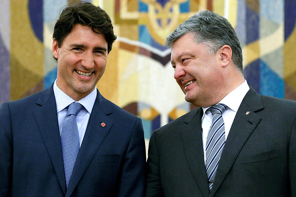Премьер-министр Канады Джастин Трюдо и президент Украины Петр Порошенко в Киеве.