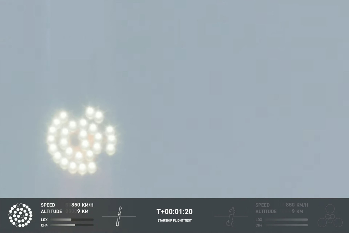 Хорошо видно, какие из двигателей первой ступени так и не заработали. Фото: SpaceX